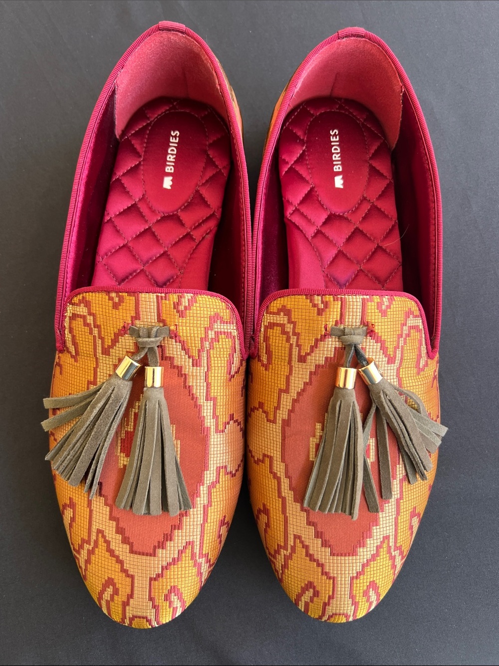 Birdies Women's Orange & Red Tassel Loafers